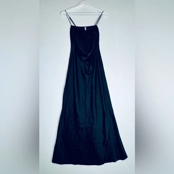 Abercrombie & Fitch Black Satin Cowl Back Slip Dress with Sexy Low Back, Size SP - Picture 7 of 12